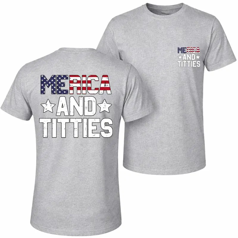 Merica And Freedom Tank Top, Patriotic Graphic Sleeveless Shirt