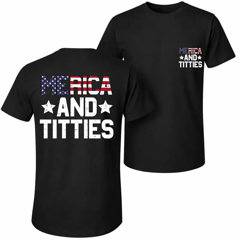 Merica And Freedom Tank Top, Patriotic Graphic Sleeveless Shirt
