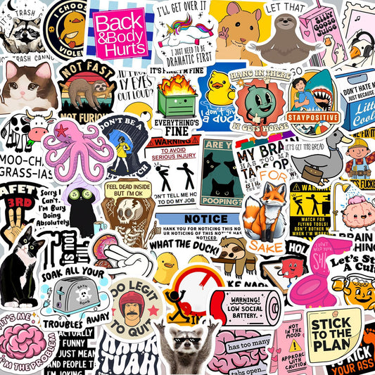 130PCS Funny Adult Meme Sticker Pack – Waterproof Laptop & Water Bottle Decals