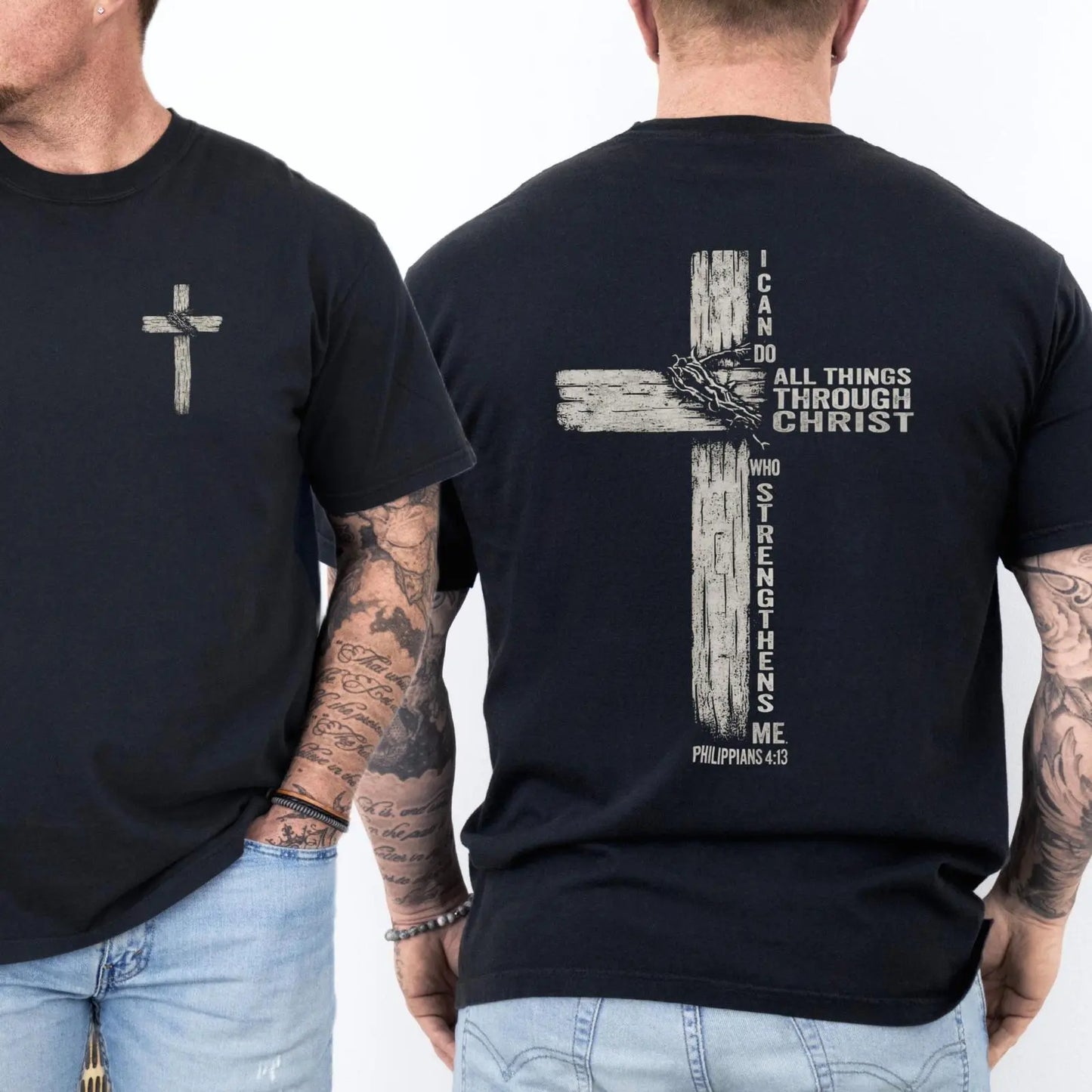 Philippians 4:13 Christian Cross Double Sided Faith Quote T-Shirt,Sweatshirt,Hoodie