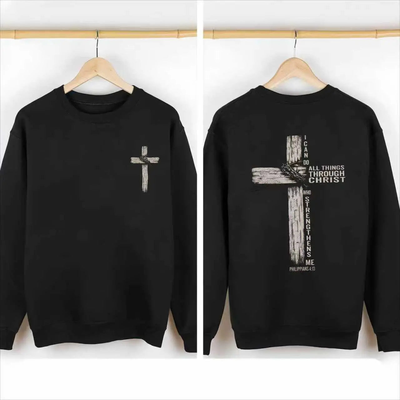 Philippians 4:13 Christian Cross Double Sided Faith Quote T-Shirt,Sweatshirt,Hoodie