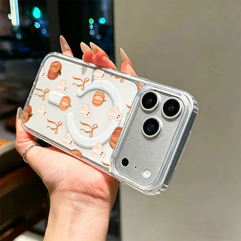 Cute Ghost Pumpkin Orange Bow Watercolor Fall Halloween Phone Case