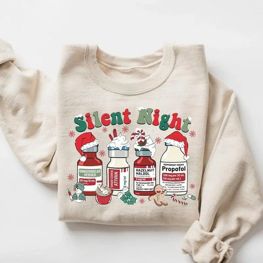 Silent Night Nurse Holiday Christmas T-Shirt/Sweatshirt/Hoodie