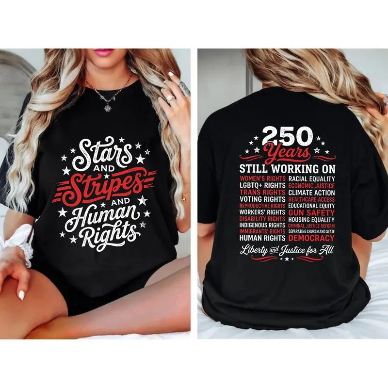 Stars and Stripes And Human Rights Graphic T-Shirt,Sweatshirt,Hoodie