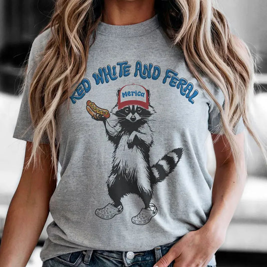 Red White and Feral Raccoon Unisex T-Shirt,Sweatshirt,Hoodie