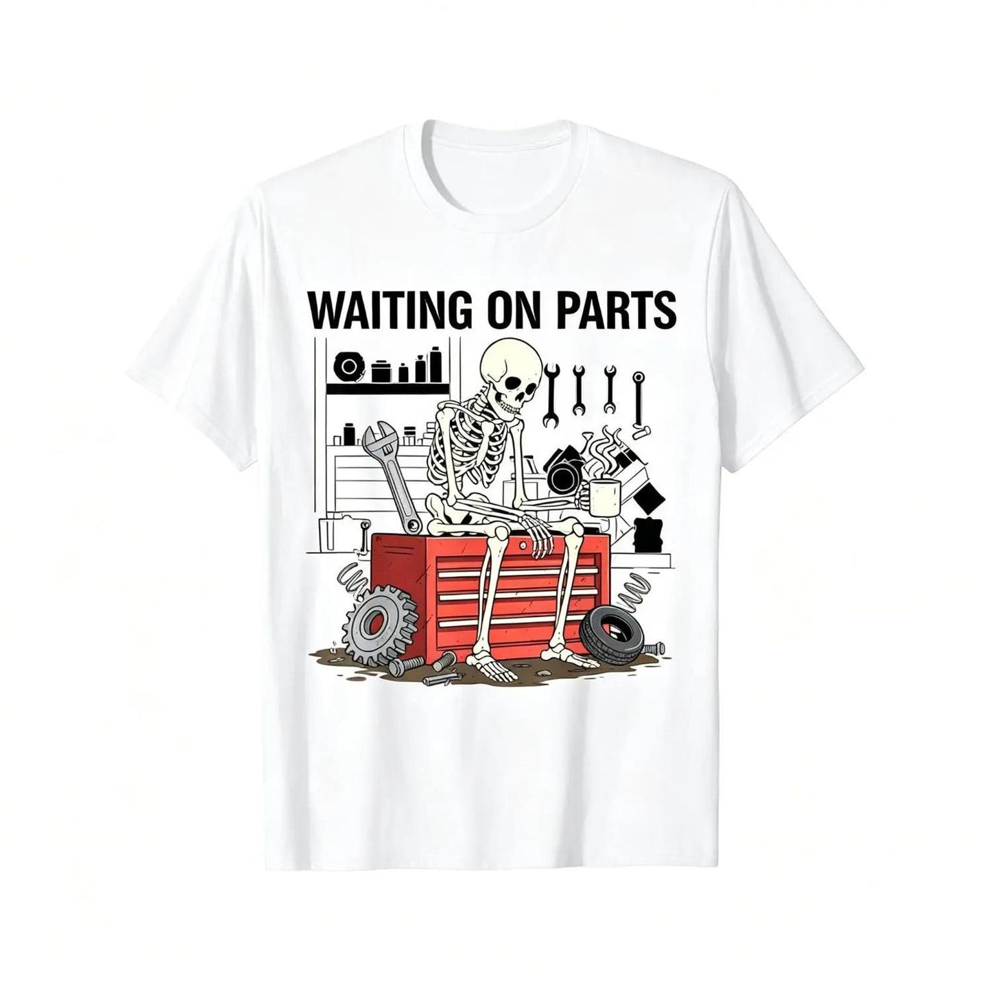 Waiting On Parts Funny Skeleton Auto Mechanic T-Shirt,Sweatshirt,Hoodie