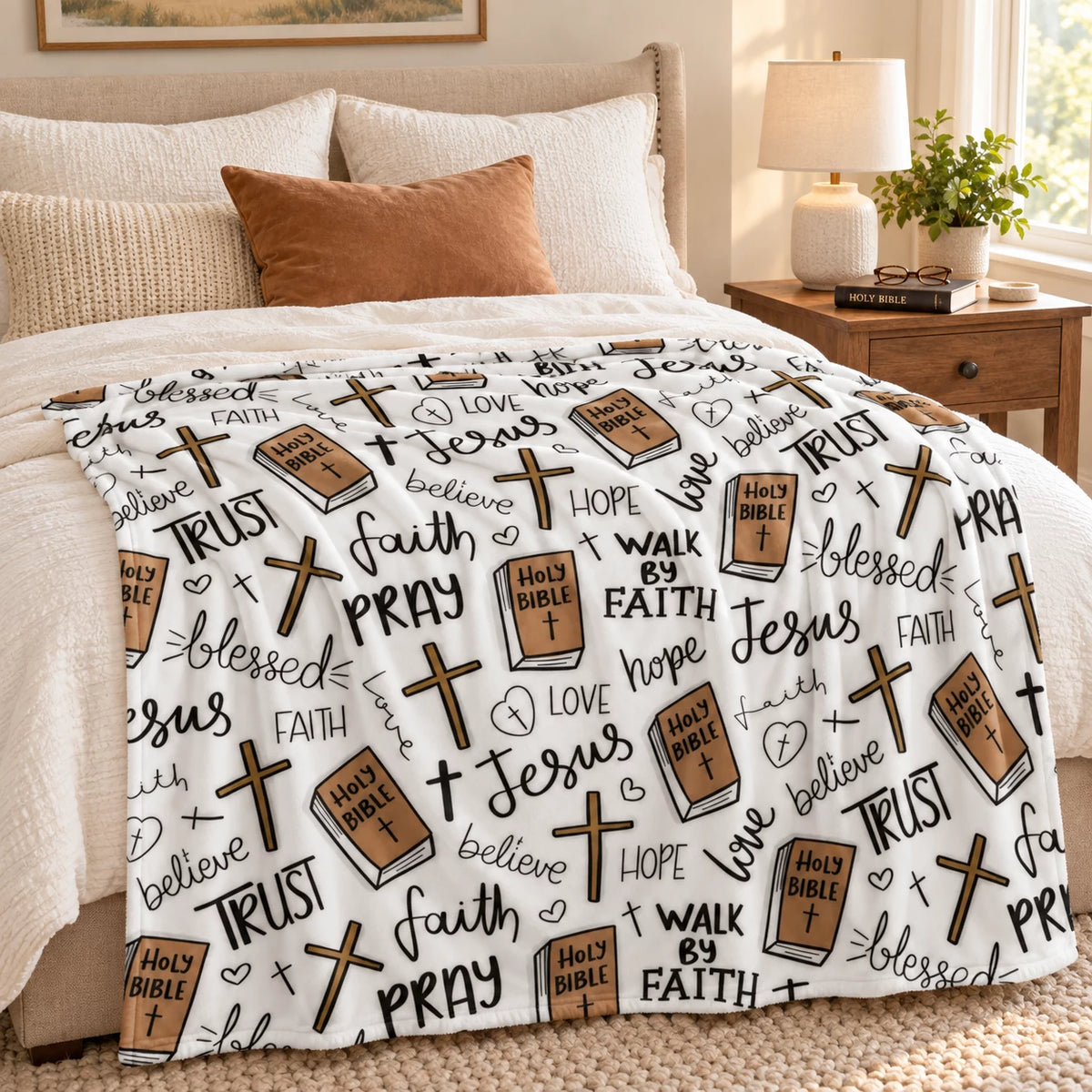 Walk by Faith Christian Bible Fleece Throw Blanket