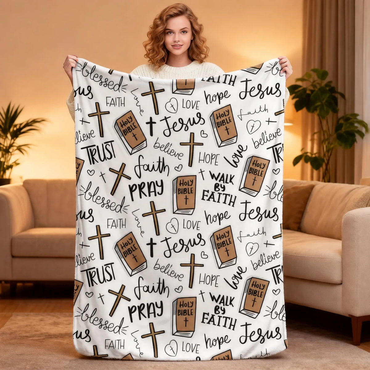 Walk by Faith Christian Bible Fleece Throw Blanket