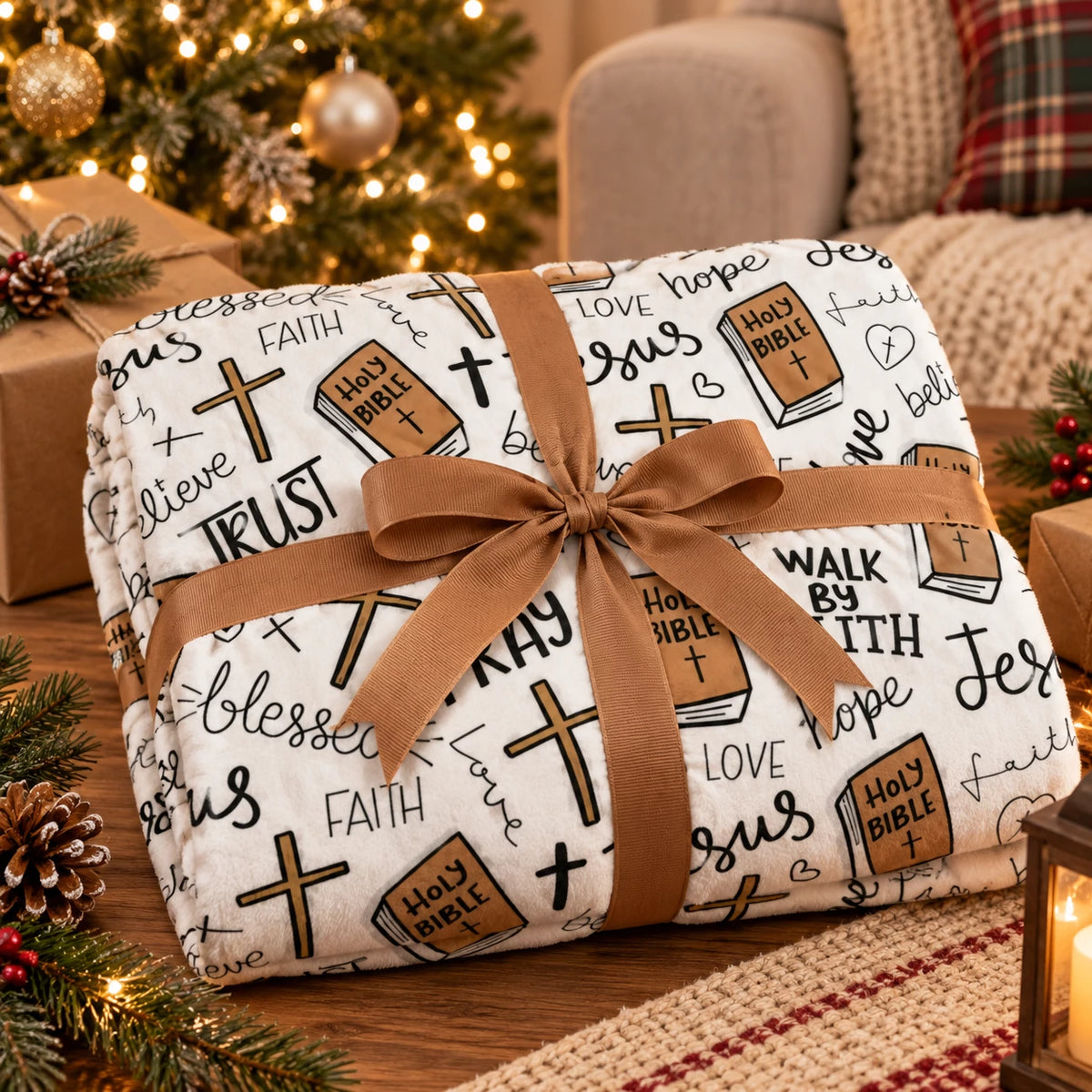 Walk by Faith Christian Bible Fleece Throw Blanket