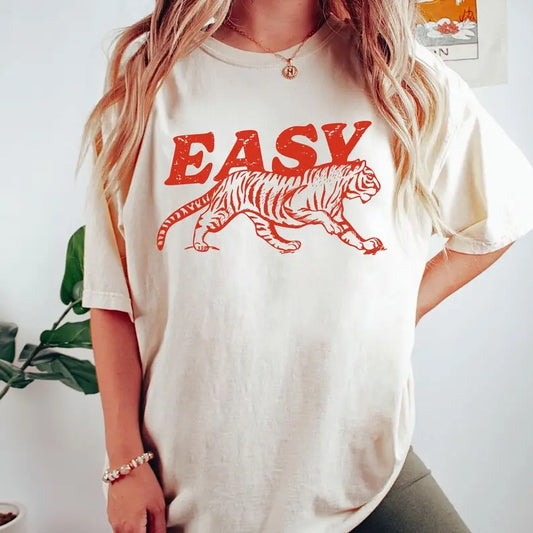 Vintage Easy Tiger 100% Cotton Graphic T-Shirt