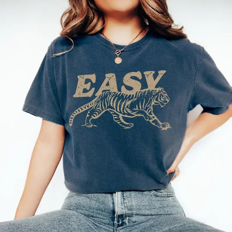 Vintage Easy Tiger 100% Cotton Graphic T-Shirt