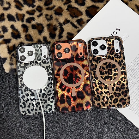 Leopard Animal Print Magnetic Sparkle Phone Case